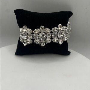 Charter Club Elegant Silver Crystal Stretch Bracelet 5 1/2” 5.5 inches